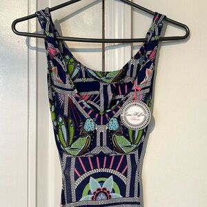 NWT Mara Hoffman Swim Modal Cut-Out Maxi Dress in Jersey Ananda Navy peacock S